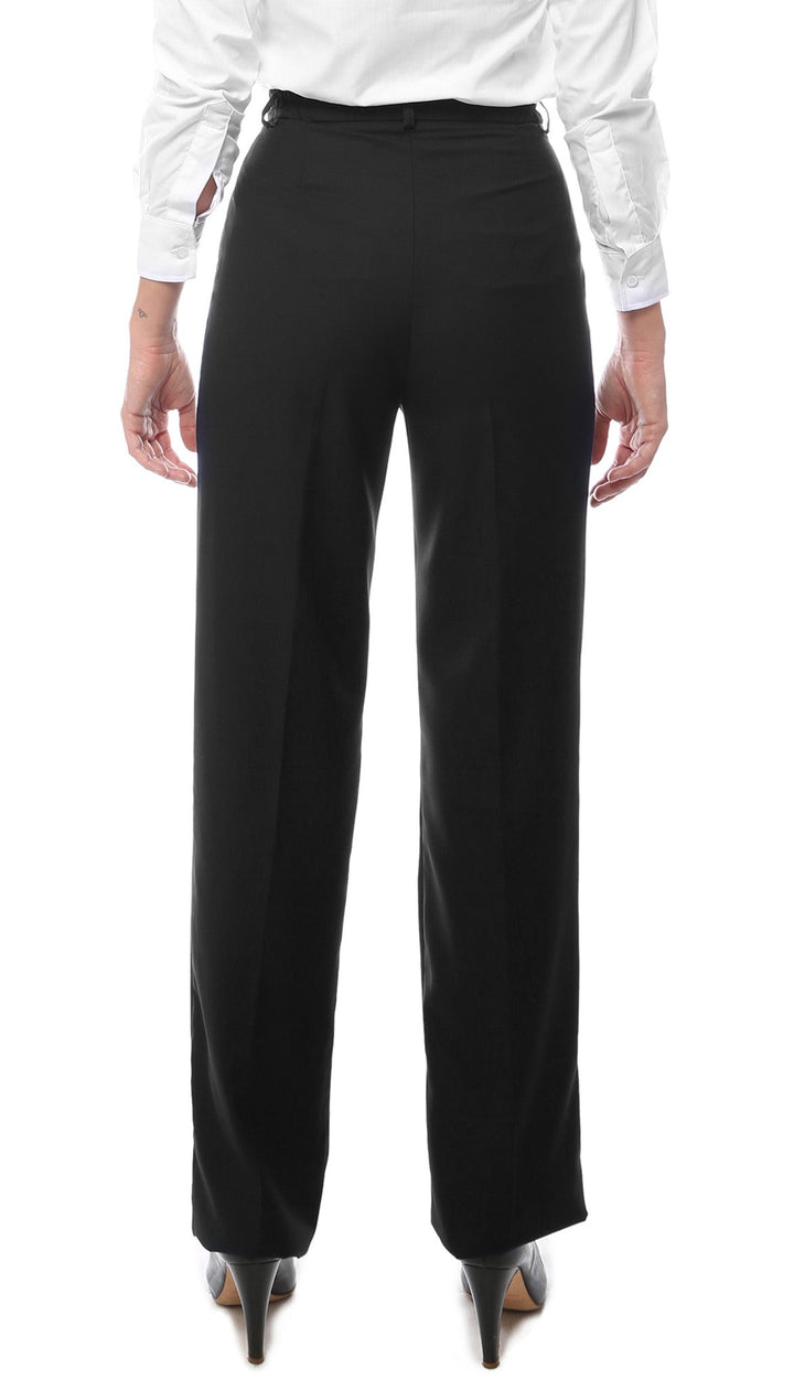 Womens A201 Black Elastic Waistband Dress Pants - FHYINC best men&