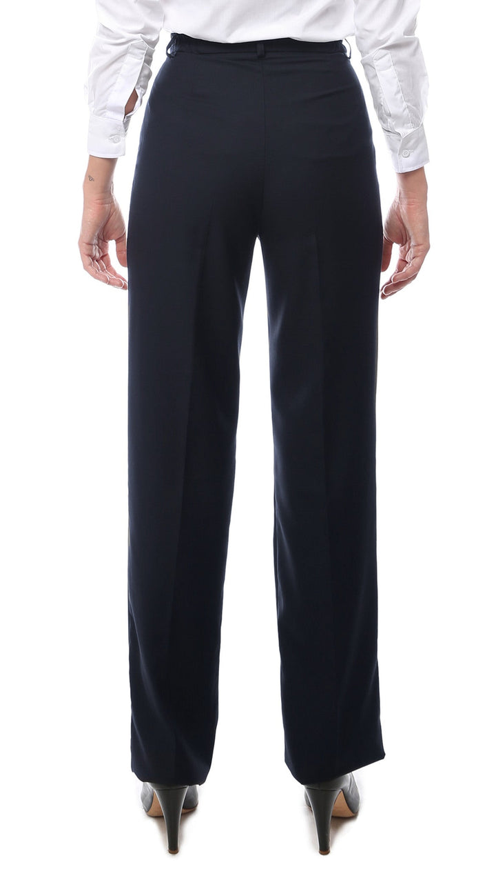 Womens 2789 Navy Elastic Waistband Dress Pants - FHYINC best men&