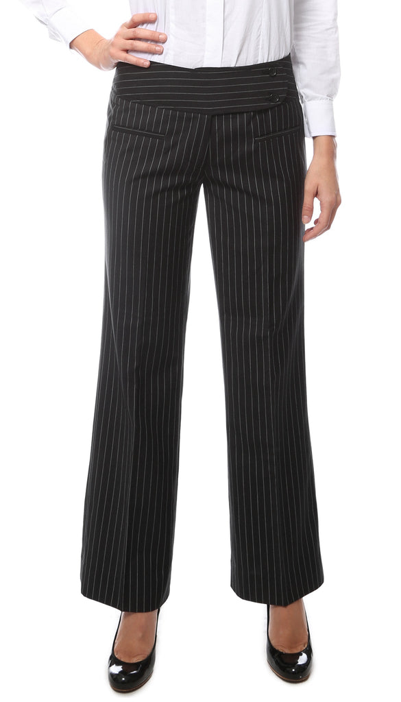 lined dress pants for women Womens 2789 Black Pinstripe High rise to accentuate White Mark Size:Youth 16 Classic 90's Eddie Bauer