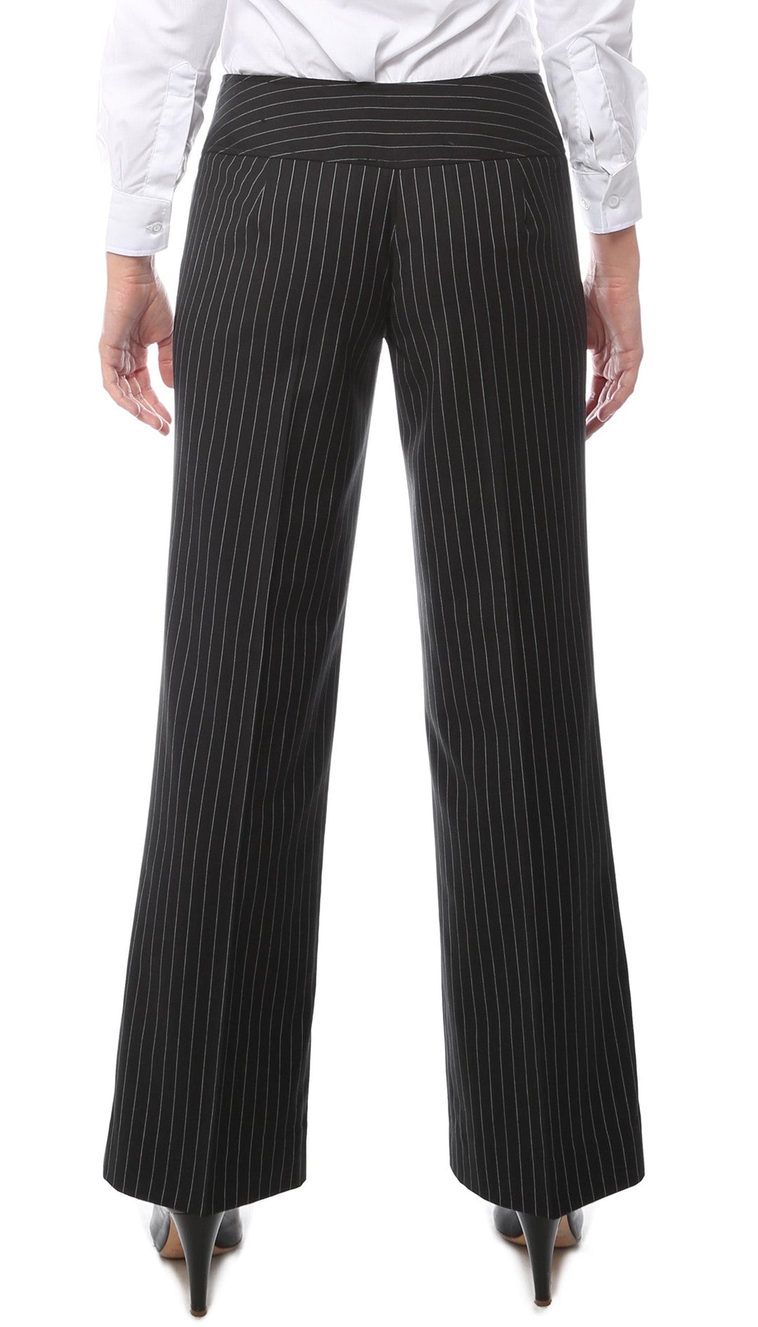 Womens 2789 Black Pinstripe Dress Pants - FHYINC best men&
