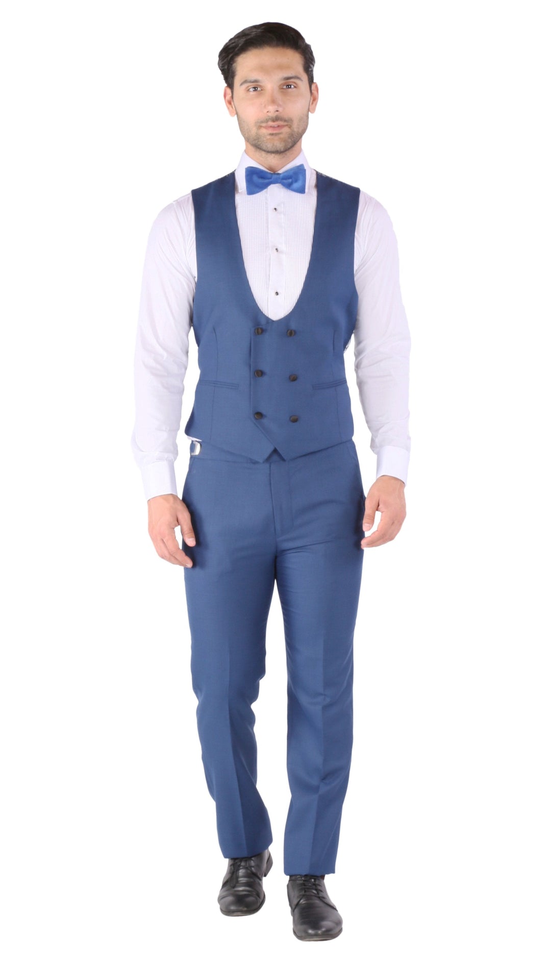 Luna 3pc Slim Fit Indigo Blue Peak Lapel Tuxedo - FHYINC best men&
