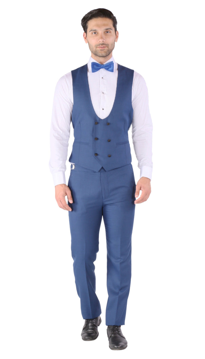 Luna 3pc Slim Fit Indigo Blue Peak Lapel Tuxedo - FHYINC best men&