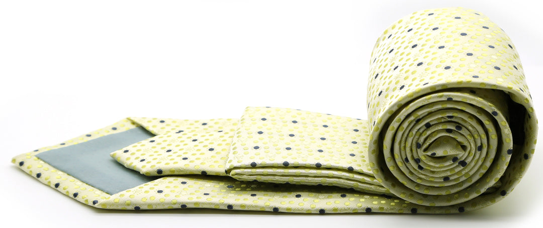 Mens Dads Classic Yellow Dot Pattern Business Casual Necktie &amp; Hanky Set M-1 - FHYINC best men&