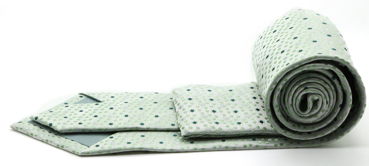 Mens Dads Classic Green Dot Pattern Business Casual Necktie &amp; Hanky Set M-11 - FHYINC best men&