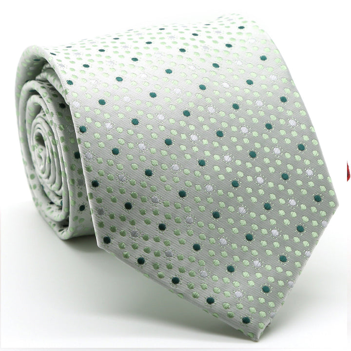 Mens Dads Classic Green Dot Pattern Business Casual Necktie &amp; Hanky Set M-11 - FHYINC best men&
