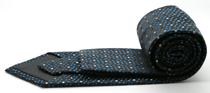 Mens Dads Classic Black/Blue Dot Pattern Business Casual Necktie &amp; Hanky Set M-12 - FHYINC best men&