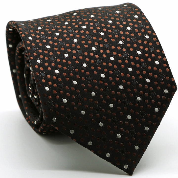 Mens Dads Classic Brown Dot Pattern Business Casual Necktie &amp; Hanky Set M-2 - FHYINC best men&
