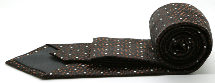 Mens Dads Classic Brown Dot Pattern Business Casual Necktie &amp; Hanky Set M-2 - FHYINC best men&