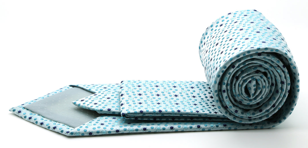 Mens Dads Classic Turquoise Dot Pattern Business Casual Necktie &amp; Hanky Set M-4 - FHYINC best men&