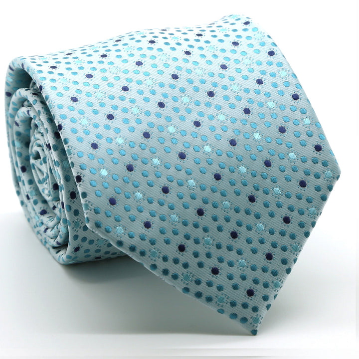 Mens Dads Classic Turquoise Dot Pattern Business Casual Necktie &amp; Hanky Set M-4 - FHYINC best men&