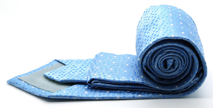 Mens Dads Classic Blue Dot Pattern Business Casual Necktie &amp; Hanky Set M-5 - FHYINC best men&