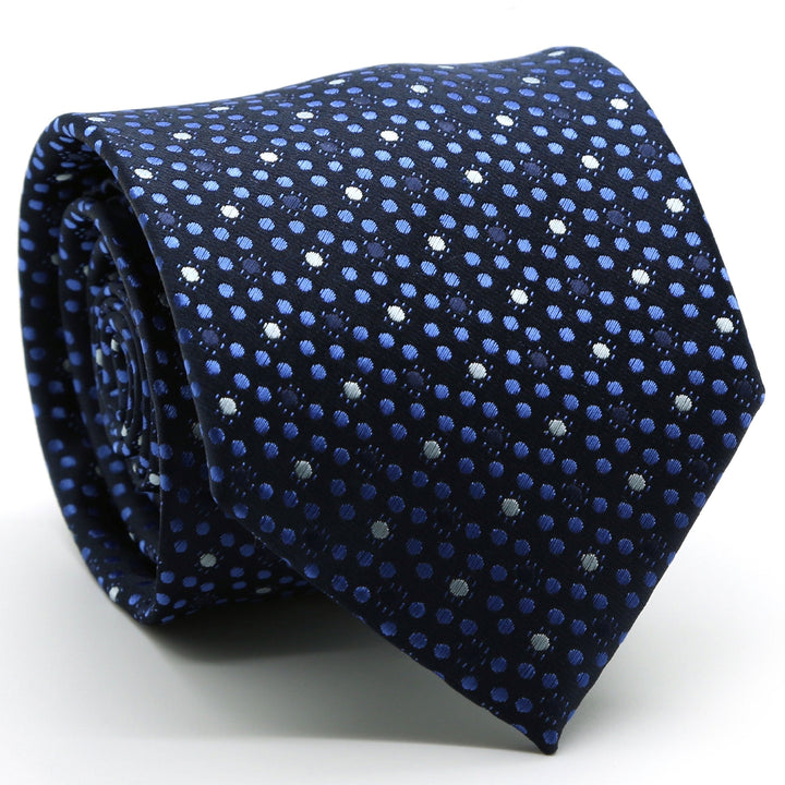 Mens Dads Classic Navy Dot Pattern Business Casual Necktie &amp; Hanky Set M-8 - FHYINC best men&