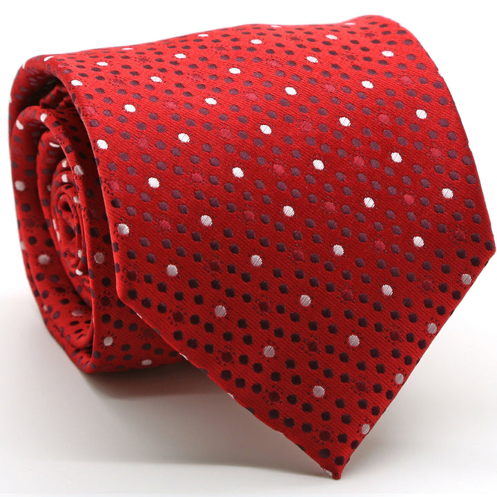 Mens Dads Classic Red Dot Pattern Business Casual Necktie &amp; Hanky Set M-9 - FHYINC best men&