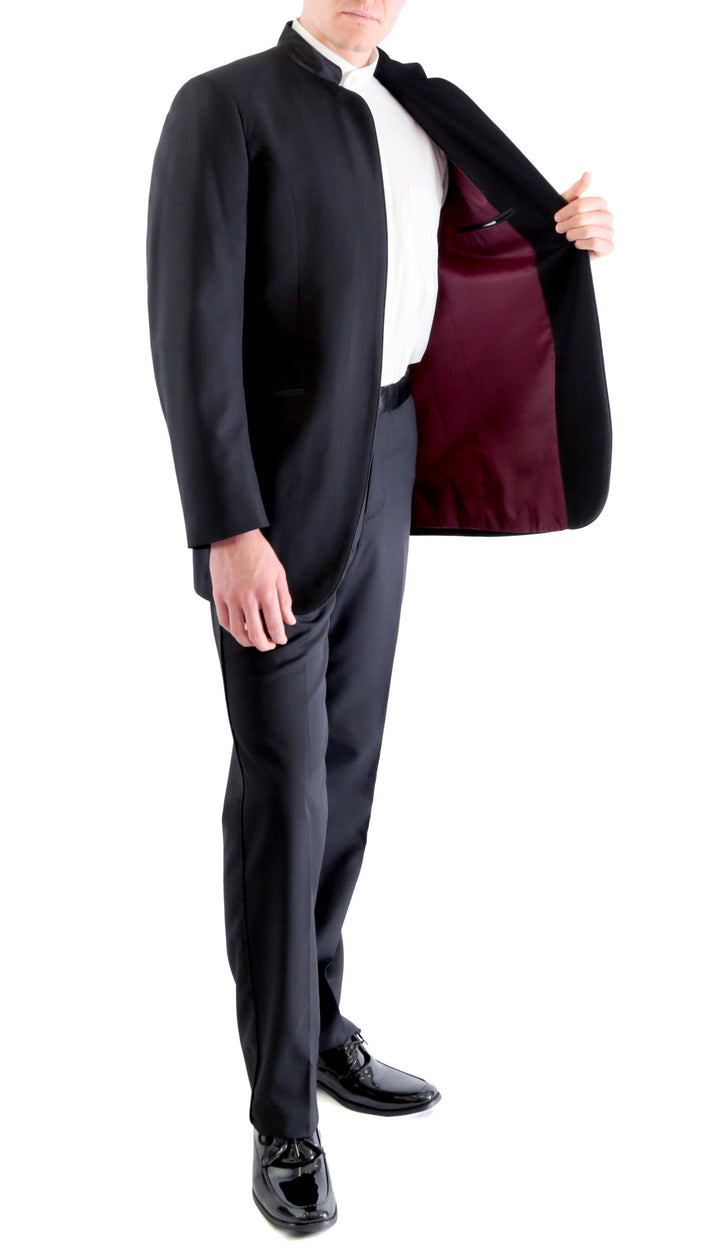 Ferrecci MIRAGE Mandarin Collar 2pc Tuxedo - Black - FHYINC best men&