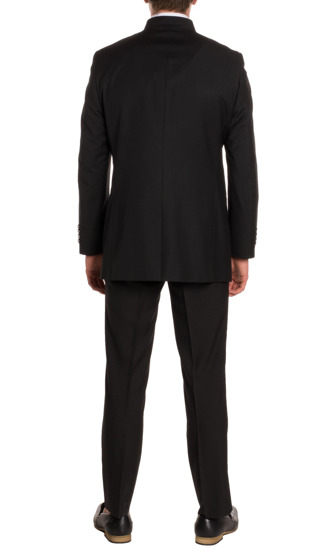 Mandarin Collar Suit - 2 Piece - Black - FHYINC best men&