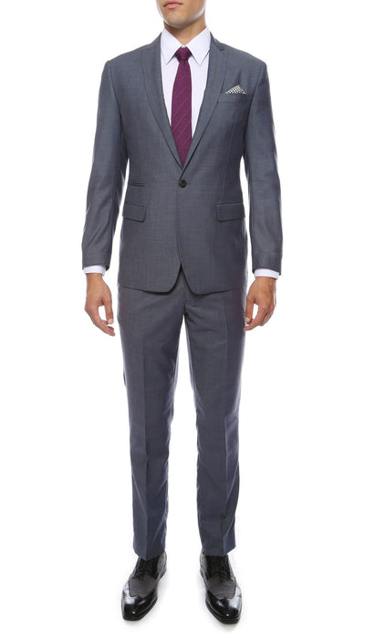 Milano Mens Grey Slim Fit Peak Lapel 2pc Suit - FHYINC best men's suits, tuxedos, formal men's wear wholesale