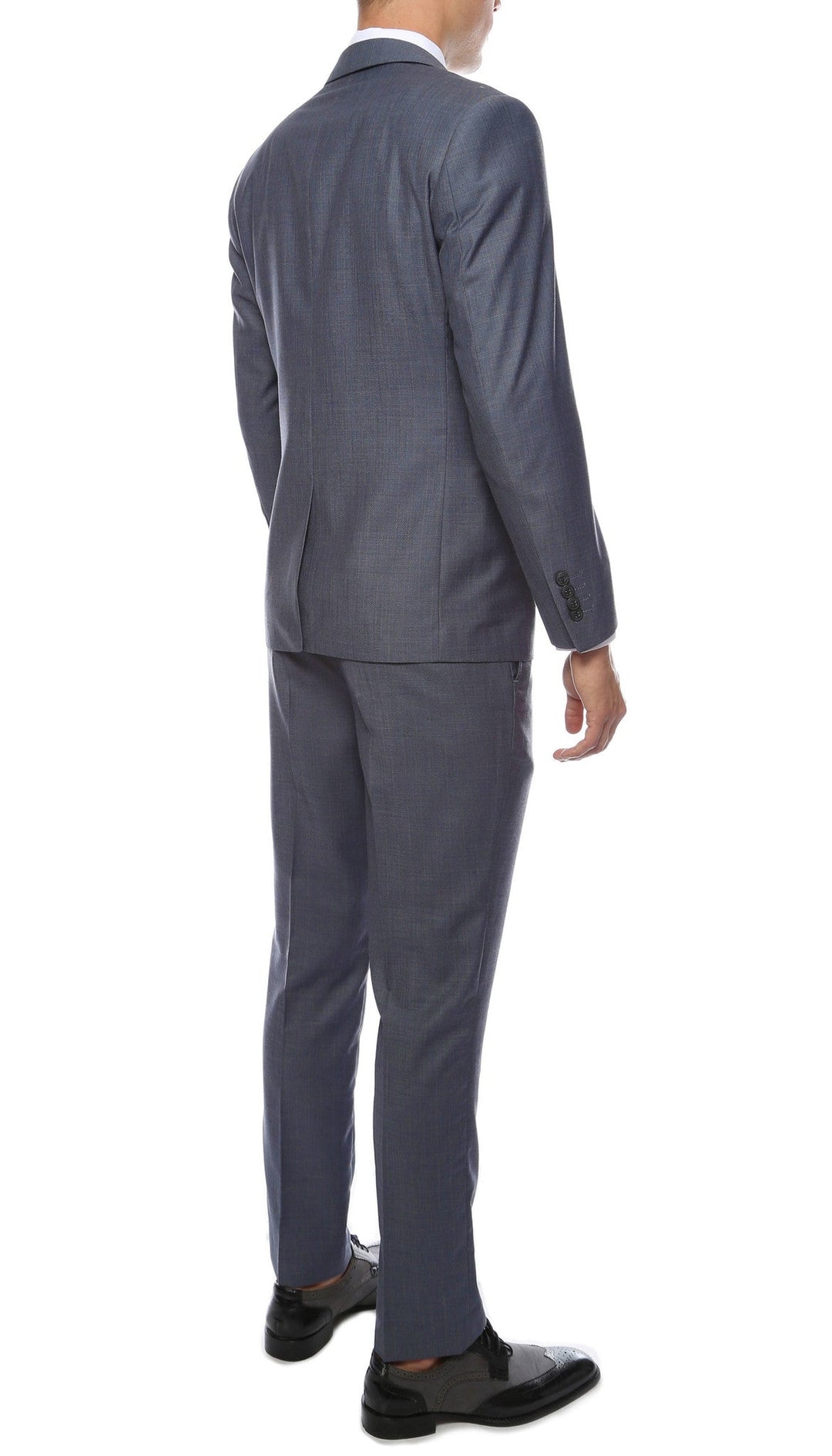 Milano Mens Grey Slim Fit Peak Lapel 2pc Suit - FHYINC best men&