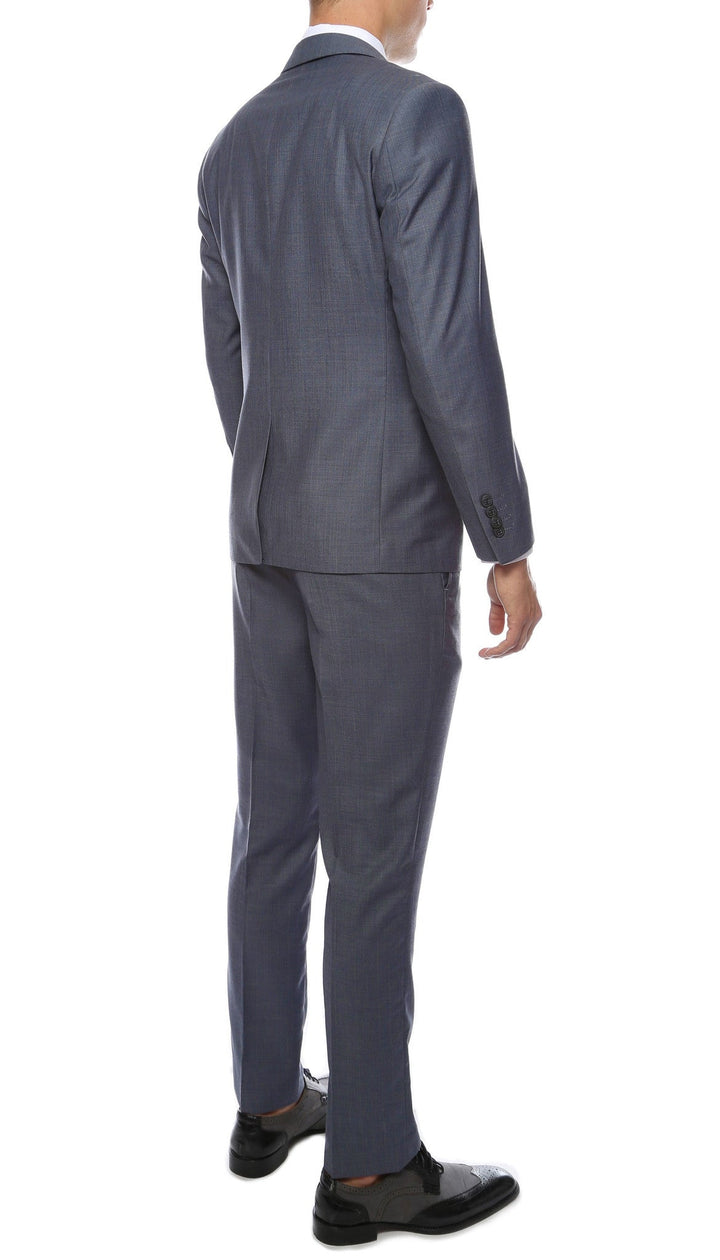 Milano Mens Grey Slim Fit Peak Lapel 2pc Suit - FHYINC best men&