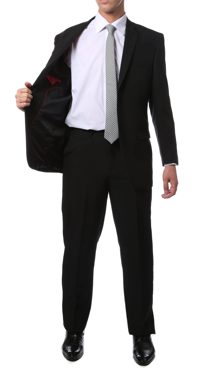 PL1969 Mens Black Regular Fit 2pc Suit Big &amp; Tall Sizes