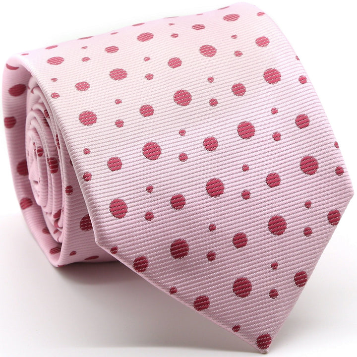 Mens Dads Classic Pink Circle Pattern Business Casual Necktie &amp; Hanky Set MO-1 - FHYINC best men&