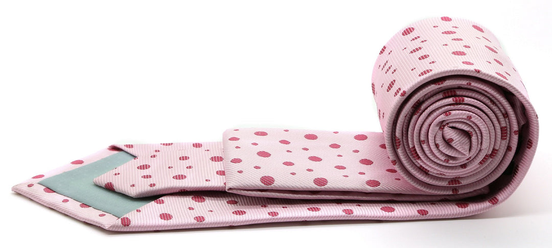 Mens Dads Classic Pink Circle Pattern Business Casual Necktie &amp; Hanky Set MO-1 - FHYINC best men&