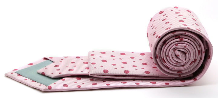 Mens Dads Classic Pink Circle Pattern Business Casual Necktie &amp; Hanky Set MO-1 - FHYINC best men&