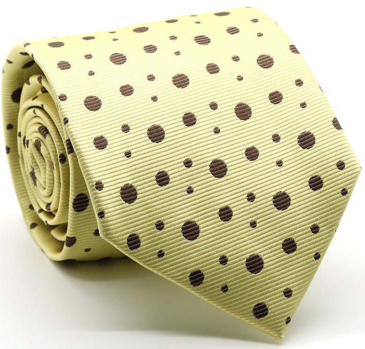 Mens Dads Classic Yellow Circle Pattern Business Casual Necktie &amp; Hanky Set MO-8 - FHYINC best men&