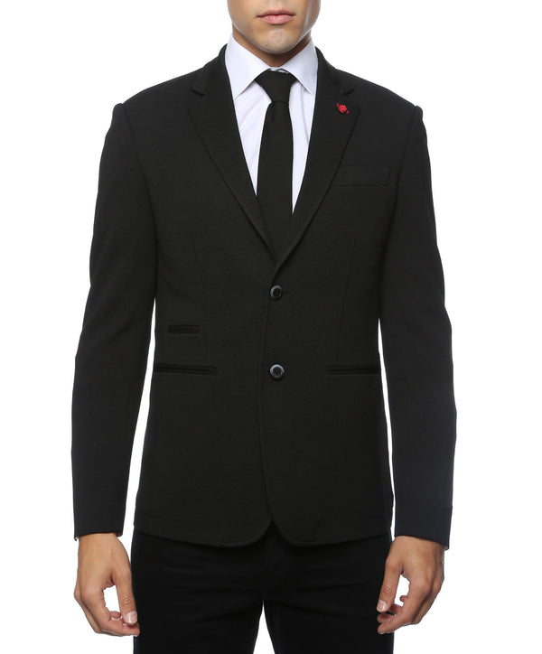 Modena Royal Black Knit Slim Fit Blazer