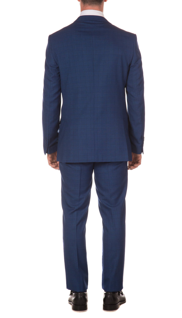 Morgan Slim Fit Blue Plaid 2pc Suit - FHYINC best men&