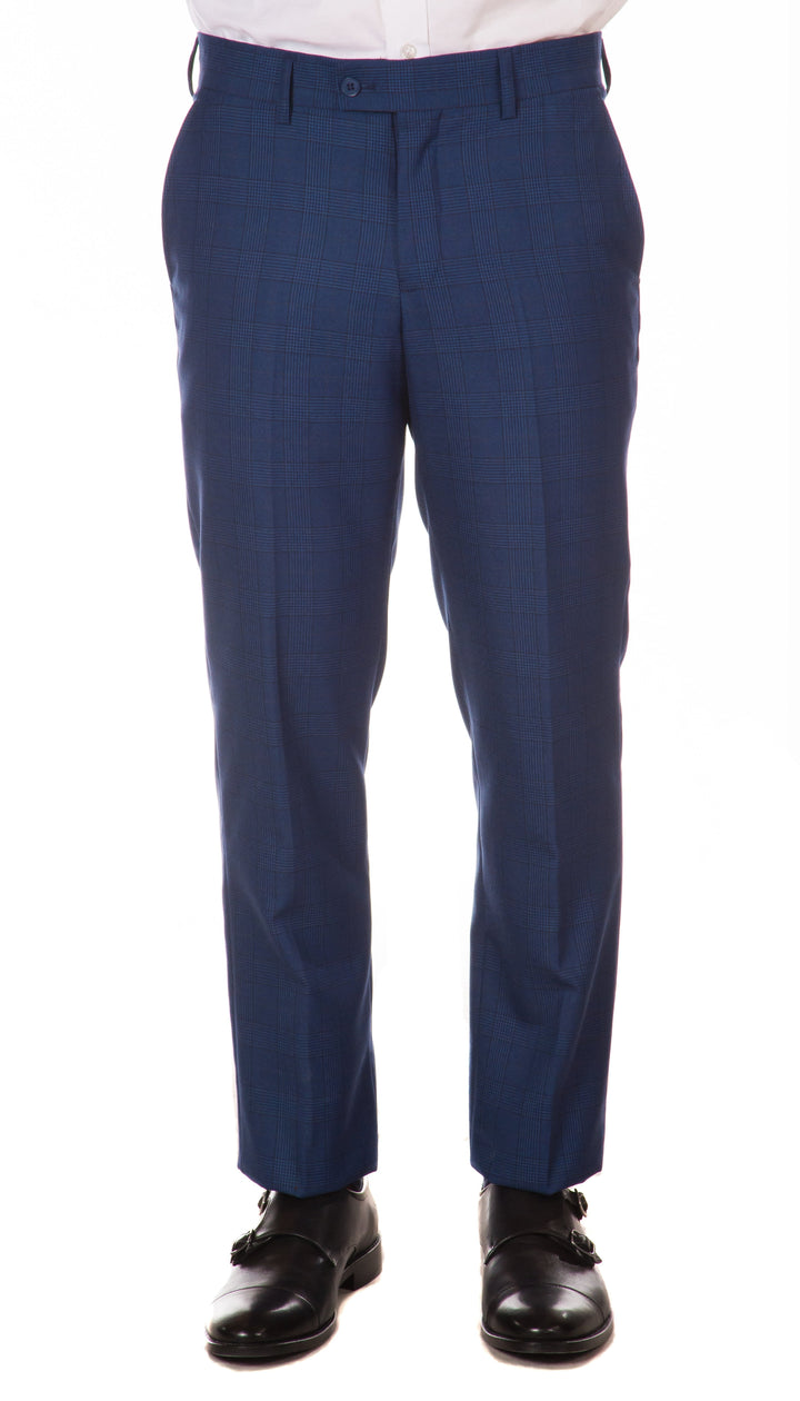Morgan Slim Fit Blue Plaid 2pc Suit - FHYINC best men&