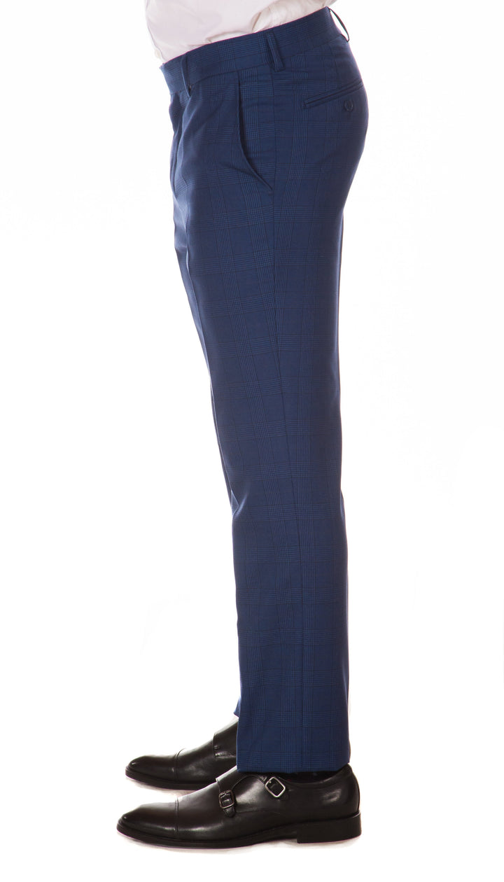 Morgan Slim Fit Blue Plaid 2pc Suit - FHYINC best men&