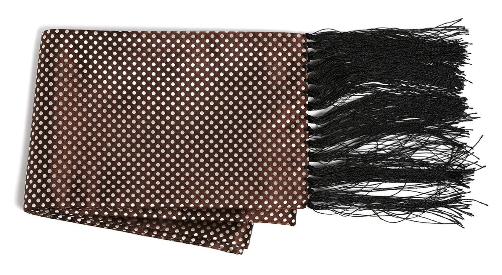 Premium Men's Polka Dot Formal Evening Scarf - Brown & White - FHYINC best men's suits, tuxedos, formal men's wear wholesale