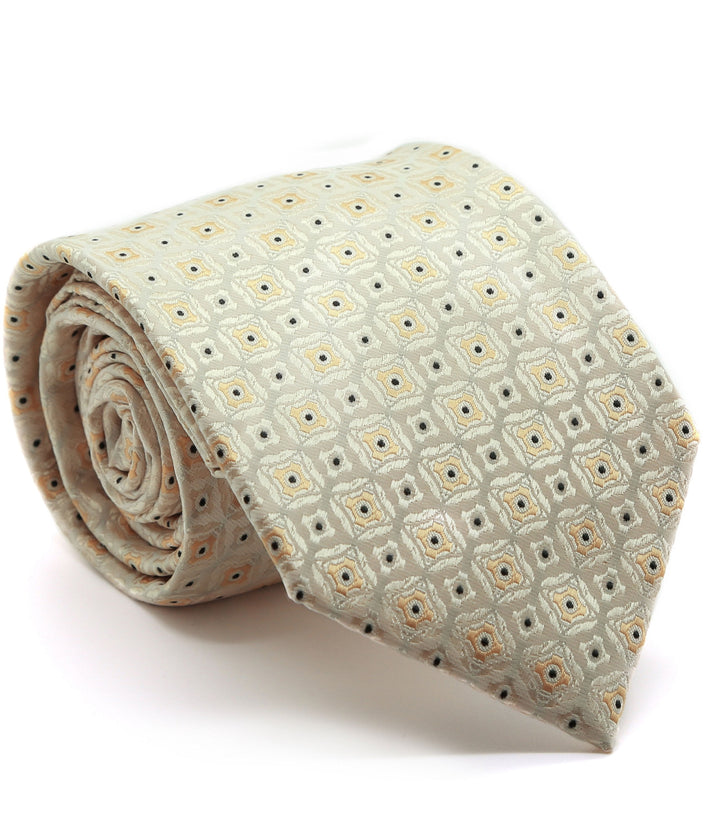 Mens Dads Classic Yellow Geometric Pattern Business Casual Necktie &amp; Hanky Set N-9 - FHYINC best men&