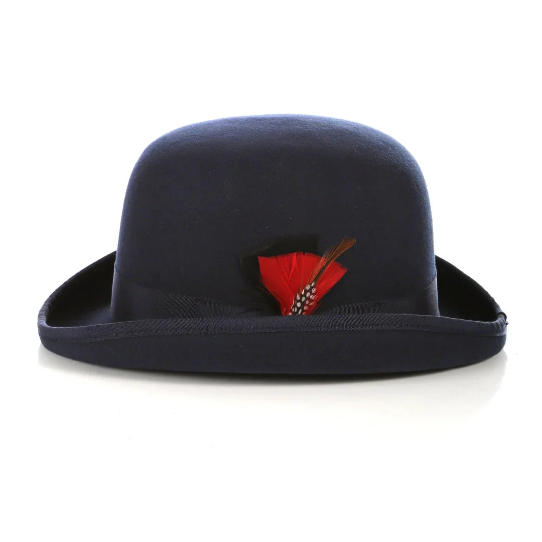 Premium Wool Navy Blue Derby Bowler Hat display picture 2