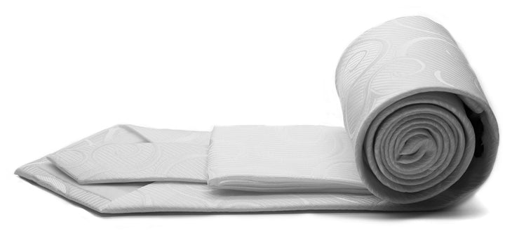 Mens Dads Classic White Paisley Pattern Business Casual Necktie &amp; Hanky Set O-5 - FHYINC best men&