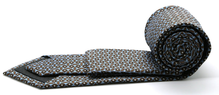 Mens Dads Classic Brown Geometric Circle Pattern Business Casual Necktie &amp; Hanky Set OO-4 - FHYINC best men&