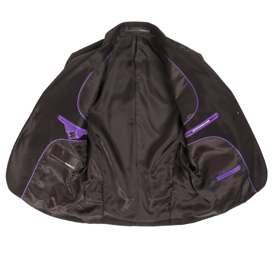Boys Black Shiny Sharkskin Oxford 3pc Vested Suit - FHYINC best men&