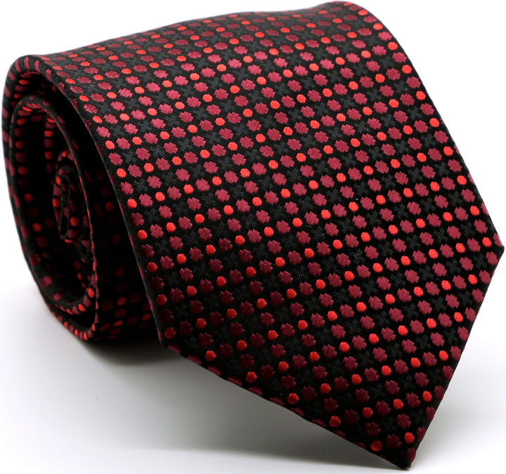 Mens Dads Classic Red Geometric Pattern Business Casual Necktie &amp; Hanky Set P-1 - FHYINC best men&