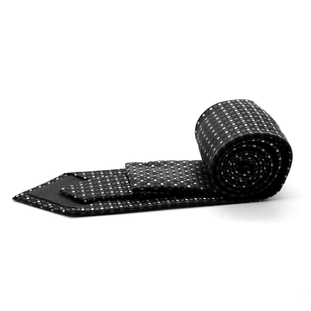 Mens Dads Classic Black Geometric Pattern Business Casual Necktie &amp; Hanky Set P-5 - FHYINC best men&