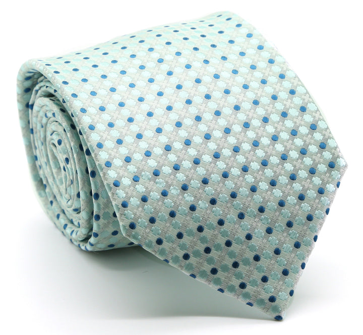Mens Dads Classic Turquoise Geometric Pattern Business Casual Necktie &amp; Hanky Set P-6 - FHYINC best men&