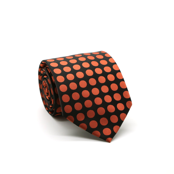Mens Dads Classic Orange Circle Pattern Business Casual Necktie &amp; Hanky Set PO-7 - FHYINC best men&