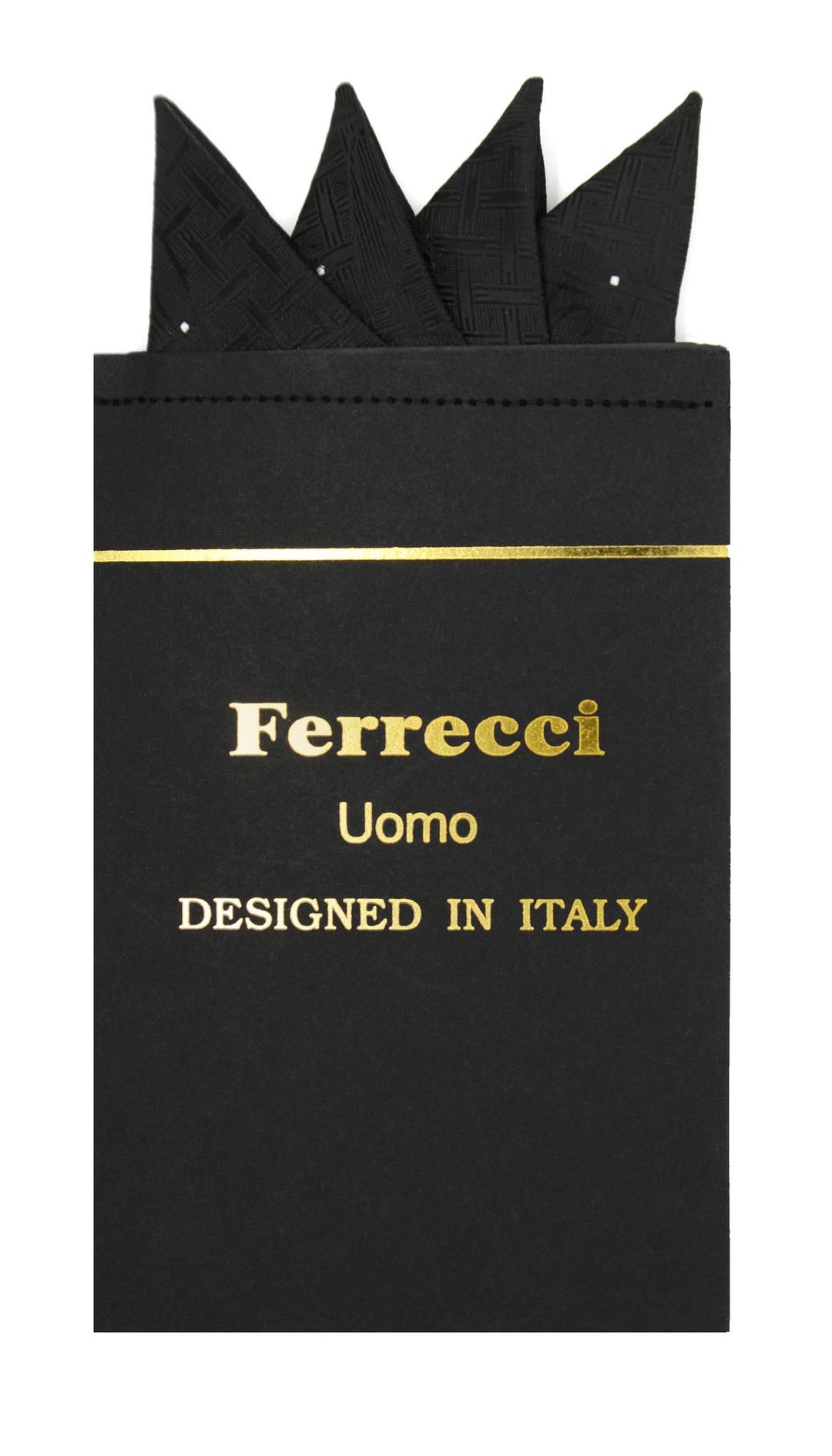 Pre-Folded Microfiber Black Geometric Handkerchief Pocket Square - FHYINC best men's suits, tuxedos, formal men's wear wholesale