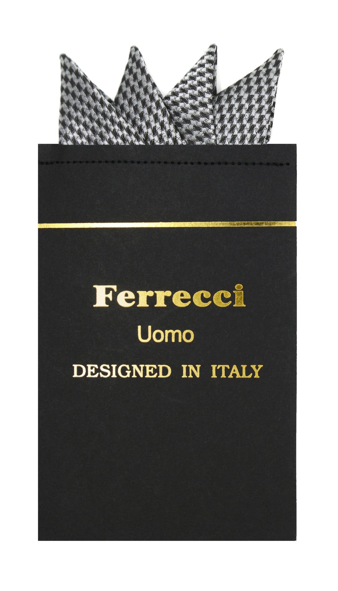 Pre-Folded Microfiber Black Silver Geometric Handkerchief Pocket Square - FHYINC best men's suits, tuxedos, formal men's wear wholesale