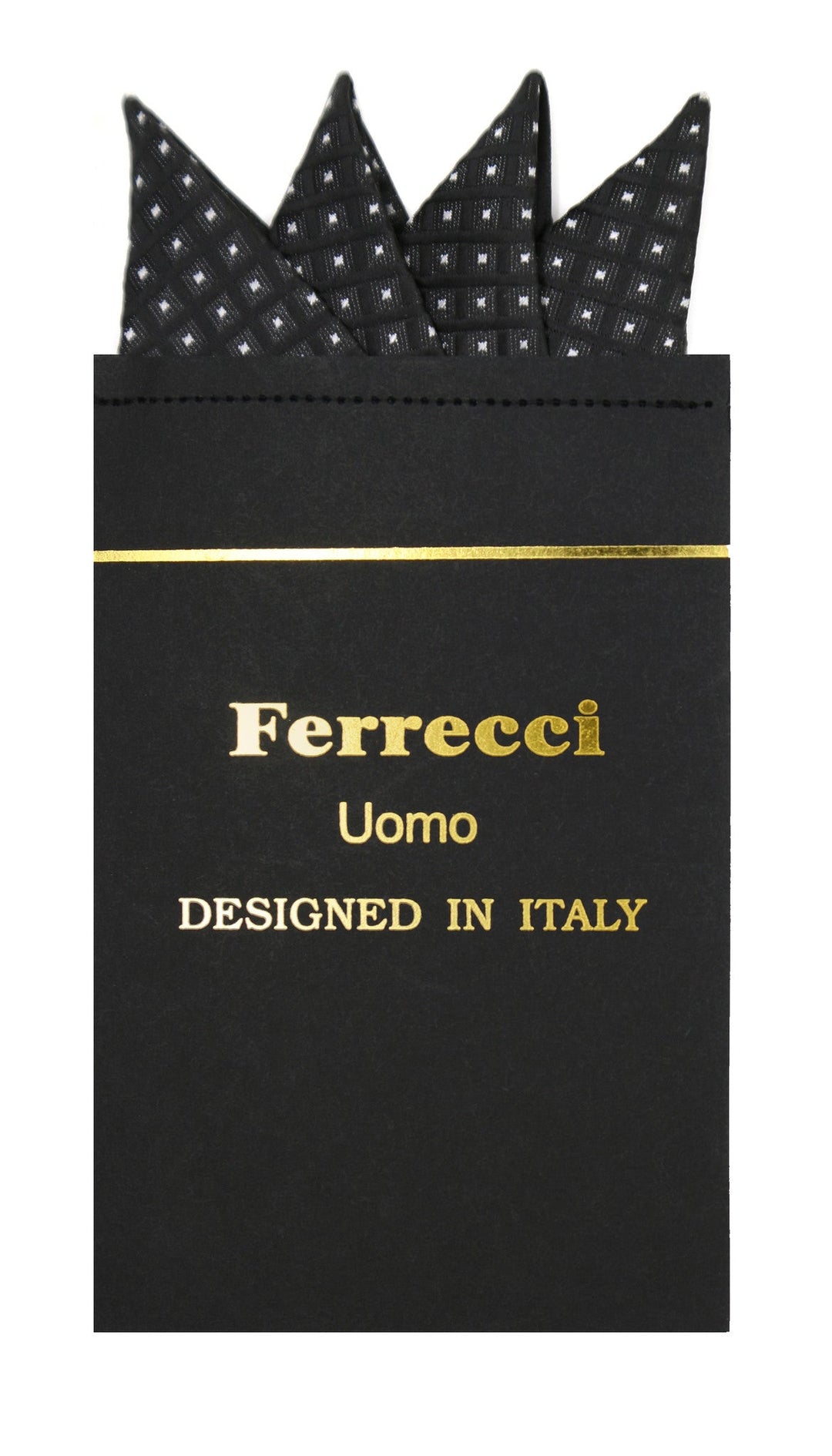 Pre-Folded Microfiber Black White Geometric Handkerchief Pocket Square - FHYINC best men's suits, tuxedos, formal men's wear wholesale