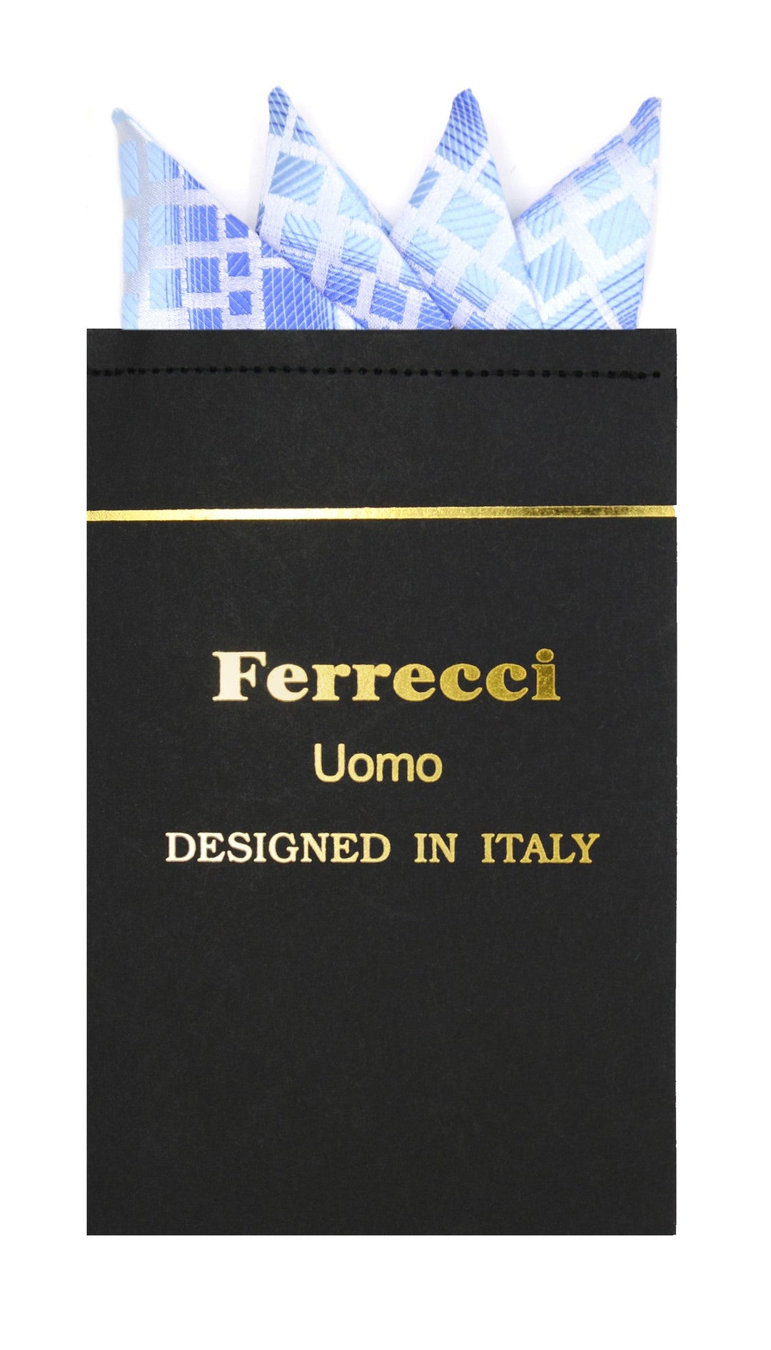 Pre-Folded Microfiber Blue Geometric Handkerchief Pocket Square - FHYINC best men's suits, tuxedos, formal men's wear wholesale