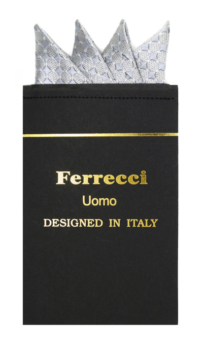 Pre-Folded Microfiber Grey Geometric Handkerchief Pocket Square - FHYINC best men's suits, tuxedos, formal men's wear wholesale