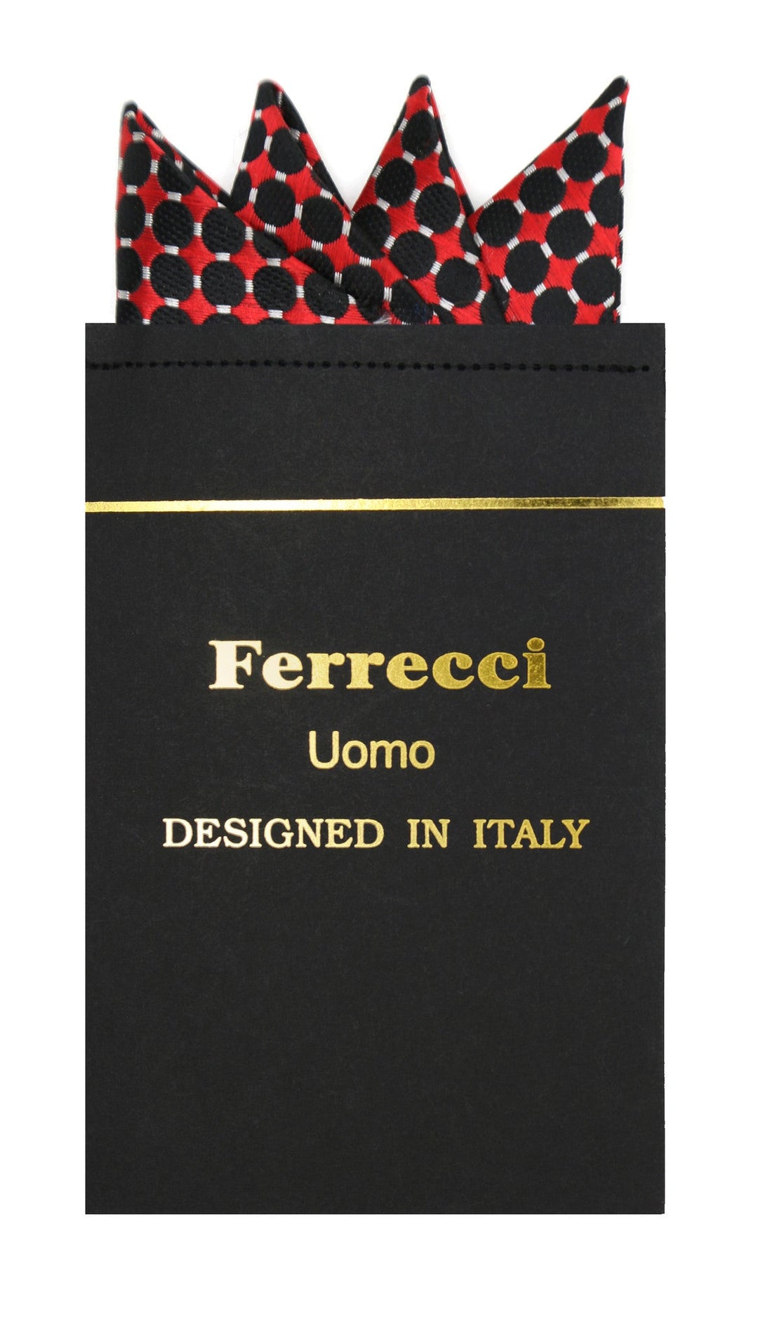 Pre-Folded Microfiber Red Black Geometric Handkerchief Pocket Square - FHYINC best men's suits, tuxedos, formal men's wear wholesale