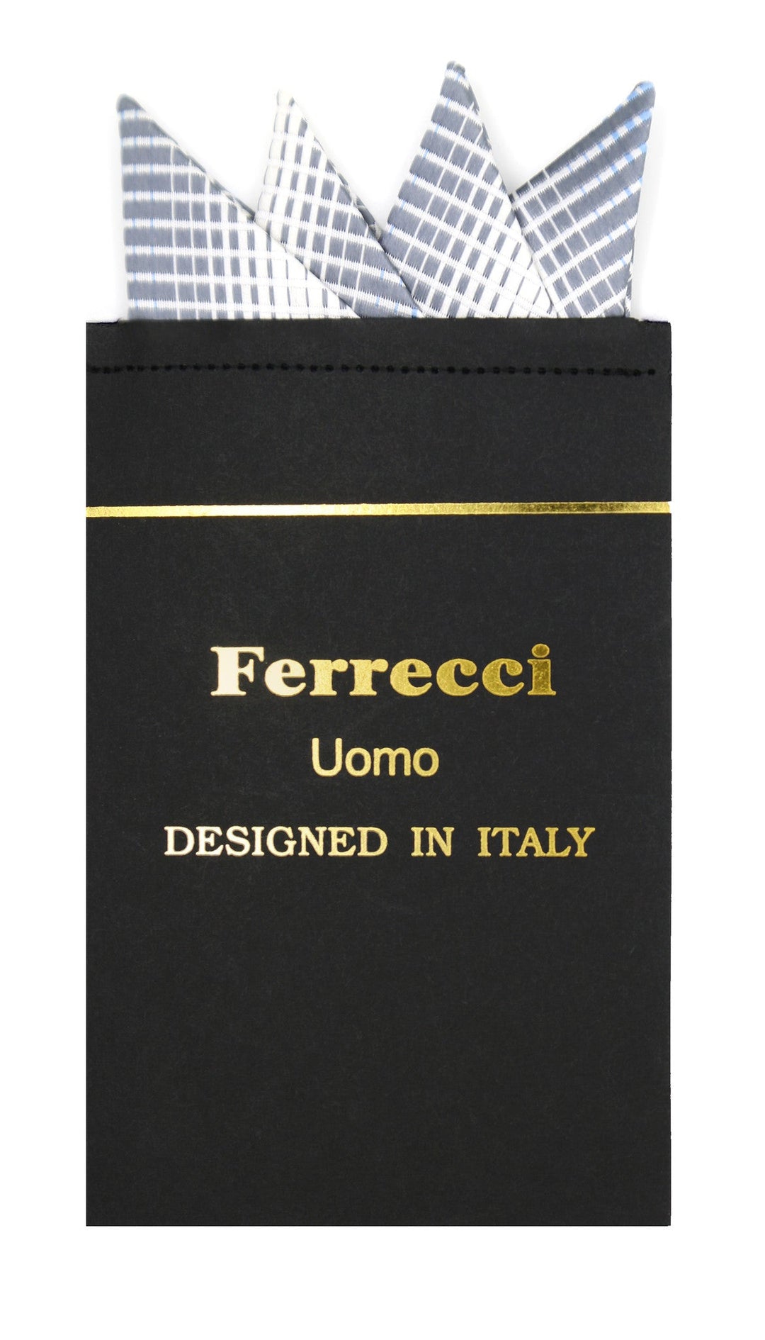 Pre-Folded Microfiber Silver Geometric Handkerchief Pocket Square - FHYINC best men's suits, tuxedos, formal men's wear wholesale