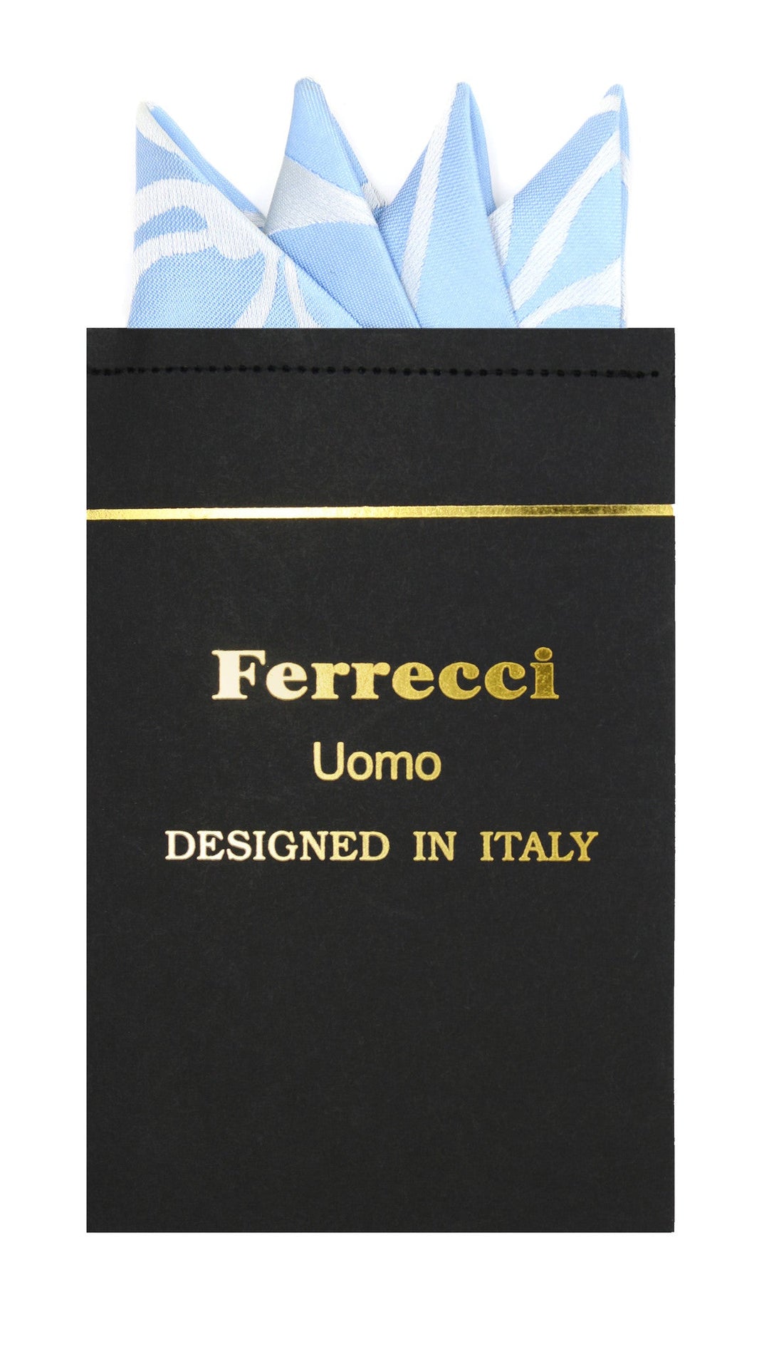 Pre-Folded Microfiber Sky Blue Geometric Handkerchief Pocket Square - FHYINC best men's suits, tuxedos, formal men's wear wholesale