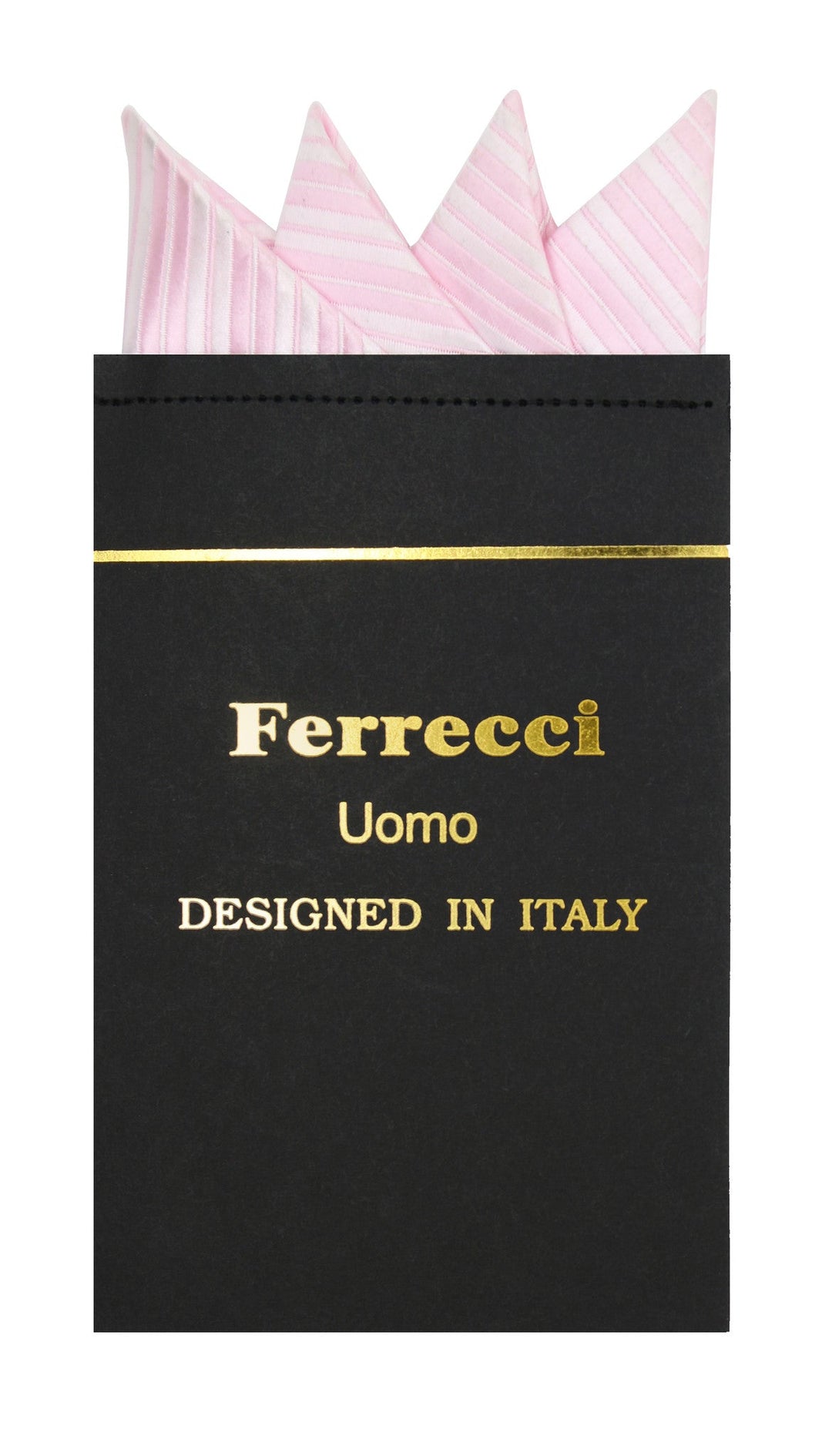 Pre-Folded Microfiber Baby Pink Stripe Handkerchief Pocket Square - FHYINC best men's suits, tuxedos, formal men's wear wholesale